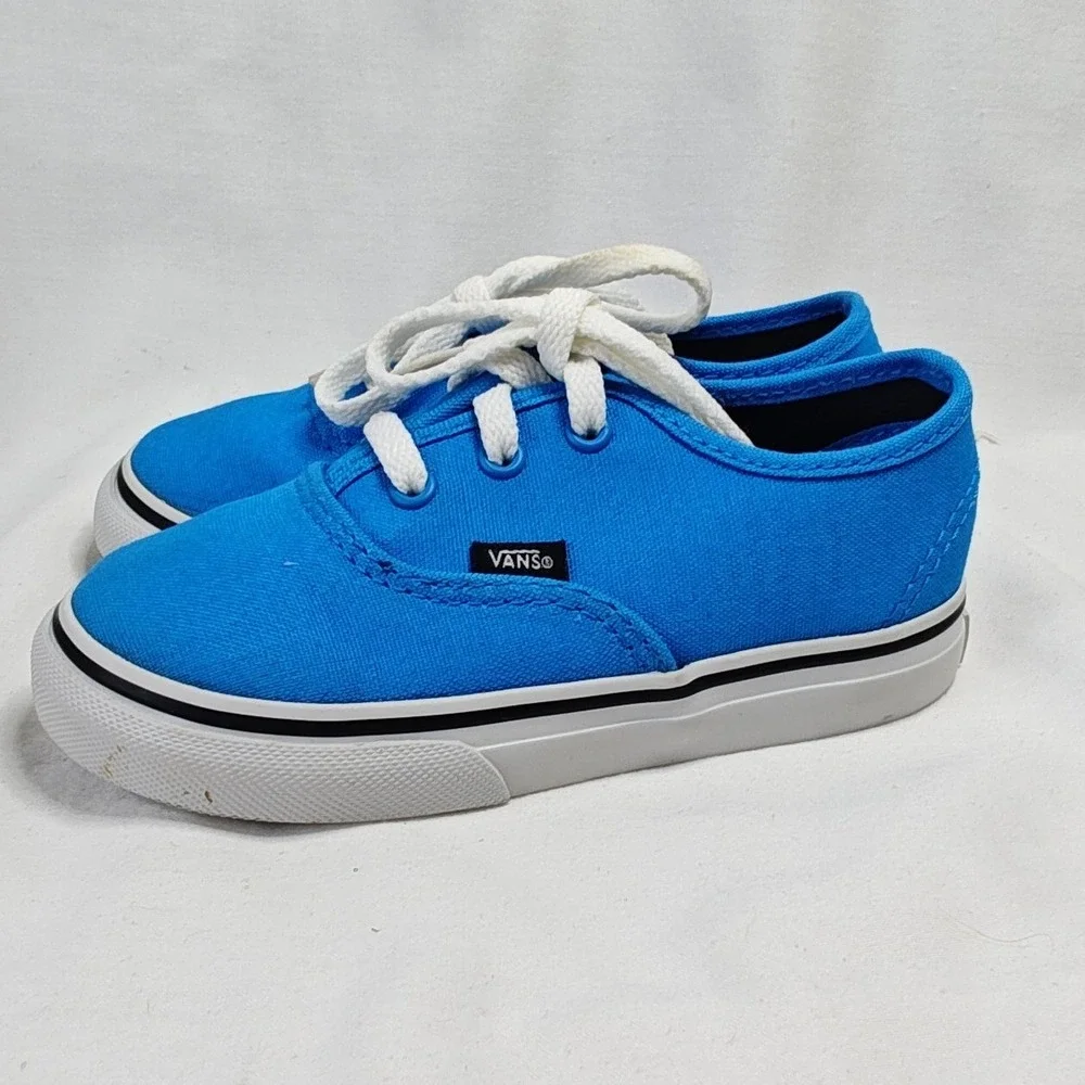 Vans Authentic Malibu Blue Black Canvas Low Top Sneakers 7.5 Toddler New